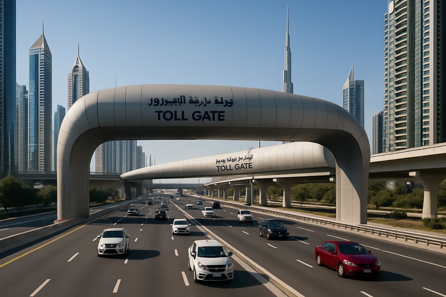 Modern toll road in Dubai with smooth traffic flow
