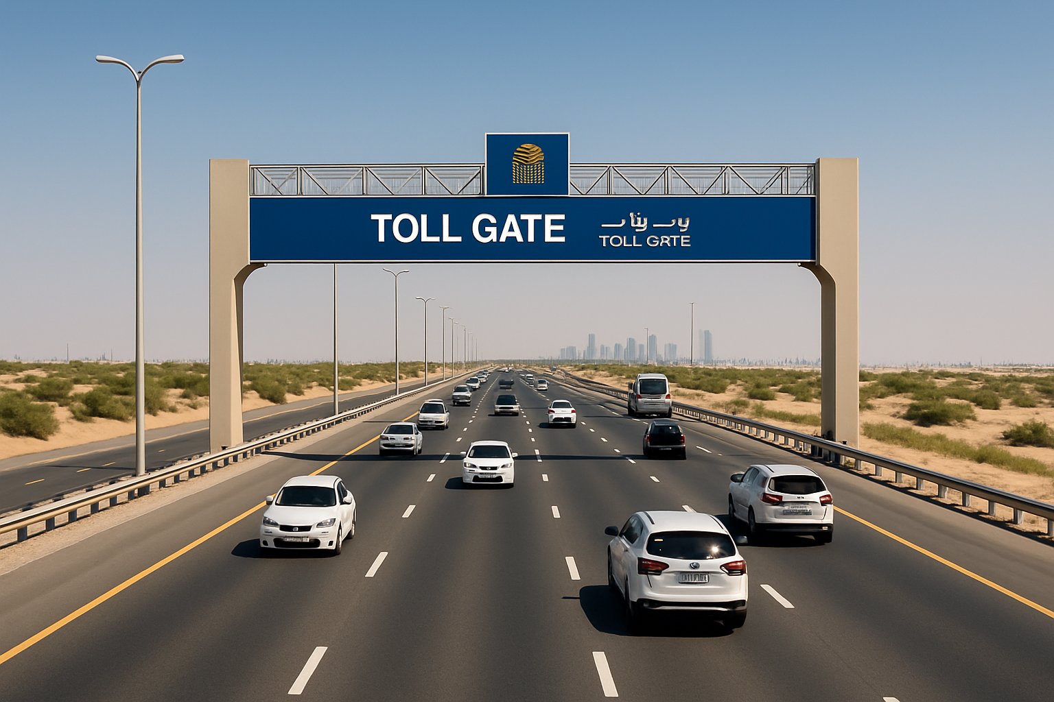 Smooth traffic flow on a paid highway in the UAE